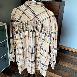 NWOT VICI Fringe Plaid Coat